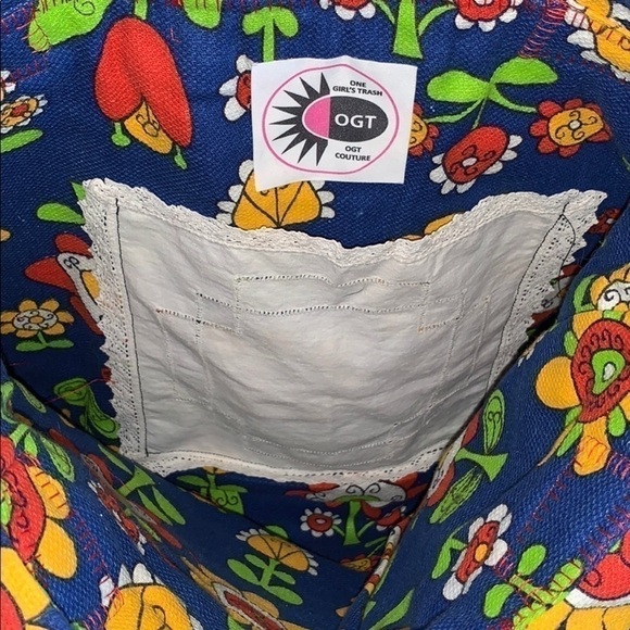 Upcycled Denim Purse Red Floral - Picture 4 of 4